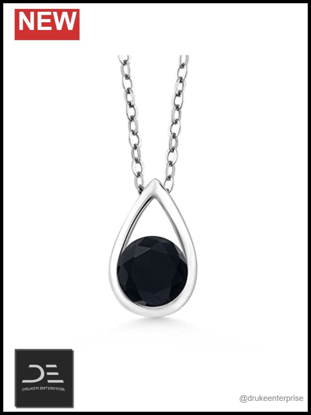 Teardrop Pendant Necklace Sterling Silver 18in Chain Gemstone Jewelry Gift